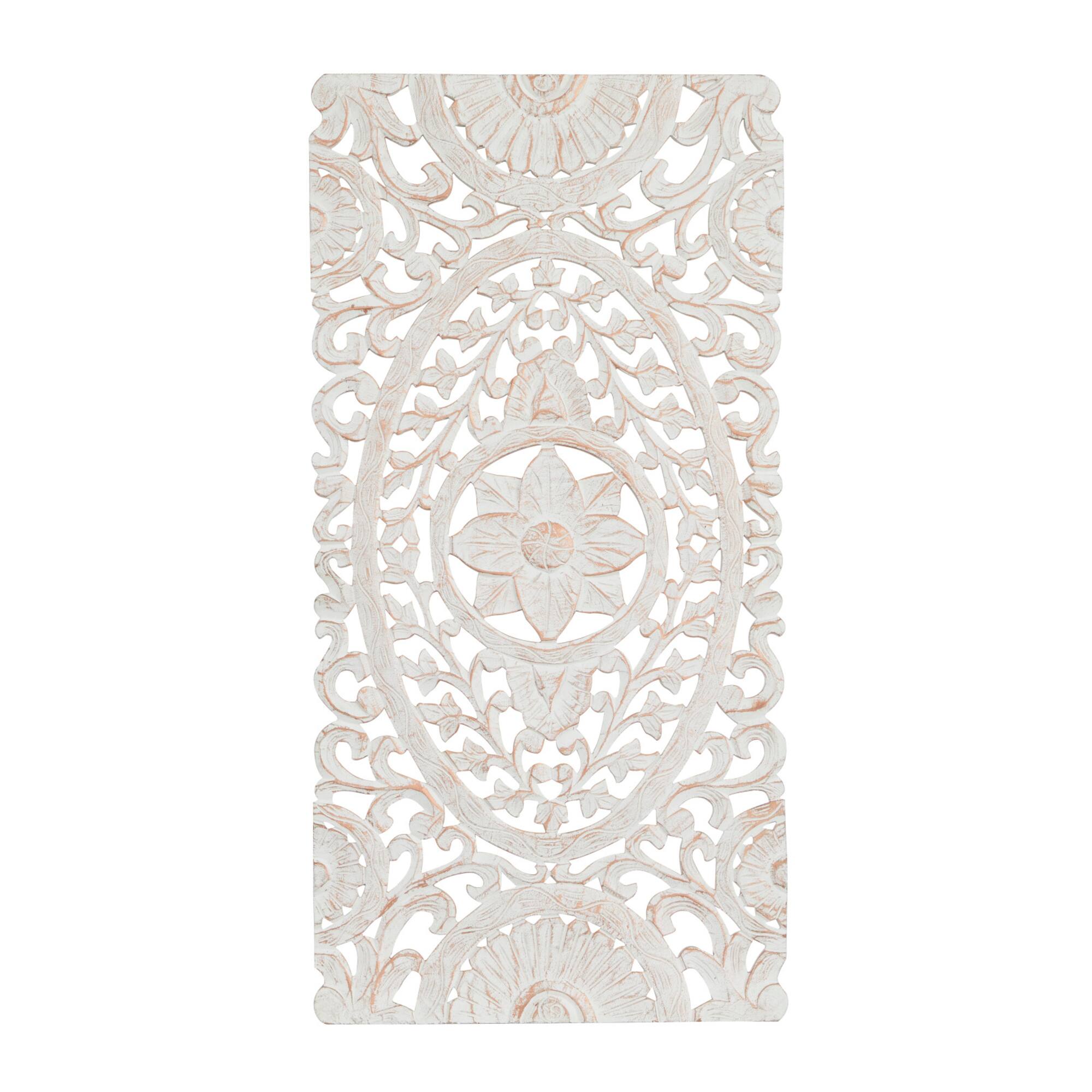 White Wood Traditional Wall Decor, 48" x 24"